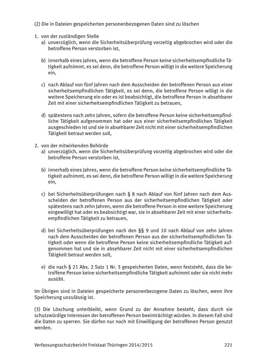 Seite 223 des Verfassungsschutzbericht 2015 Thüringen