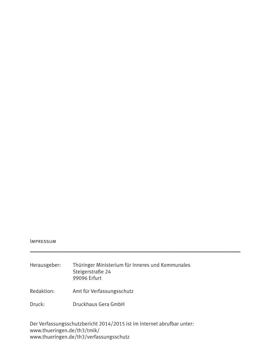 Seite 231 des Verfassungsschutzbericht 2015 Thüringen