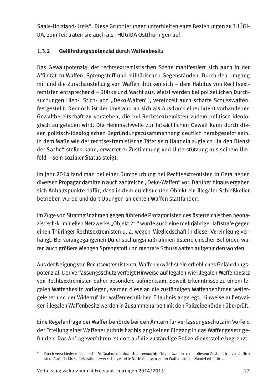 Seite 29 des Verfassungsschutzbericht 2015 Thüringen