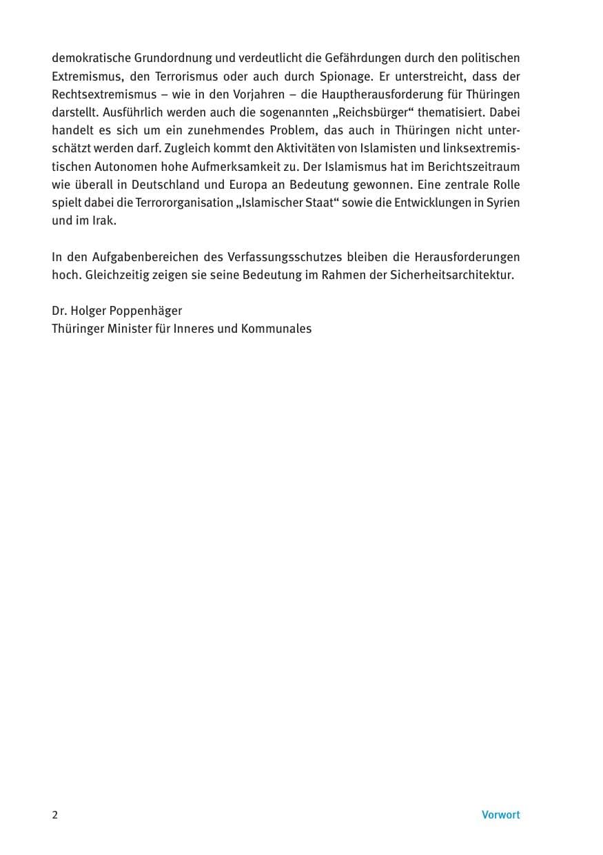 Seite 4 des Verfassungsschutzbericht 2015 Thüringen
