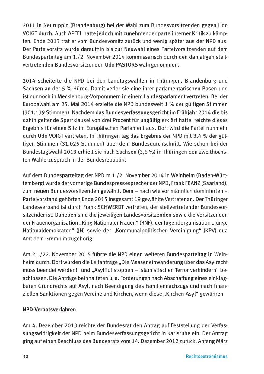Seite 32 des Verfassungsschutzbericht 2015 Thüringen