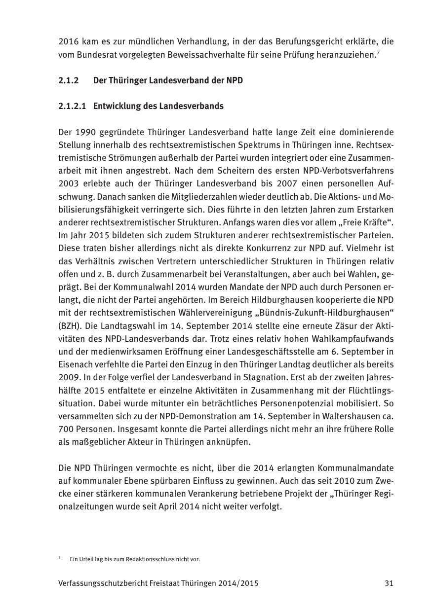 Seite 33 des Verfassungsschutzbericht 2015 Thüringen