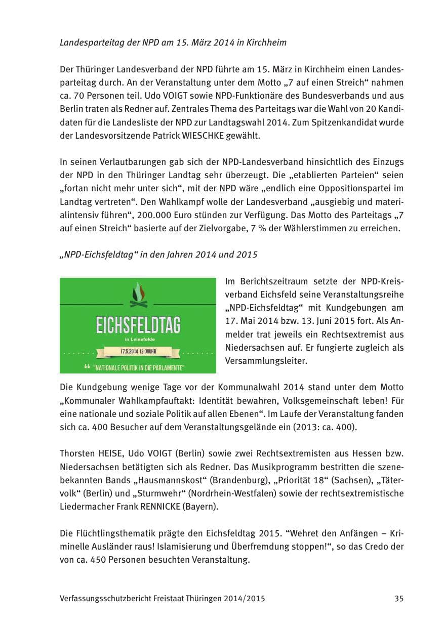 Seite 37 des Verfassungsschutzbericht 2015 Thüringen
