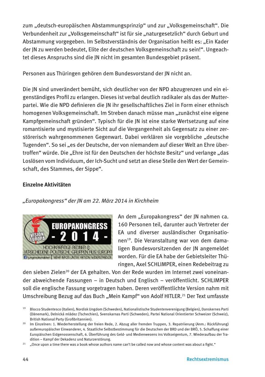 Seite 46 des Verfassungsschutzbericht 2015 Thüringen
