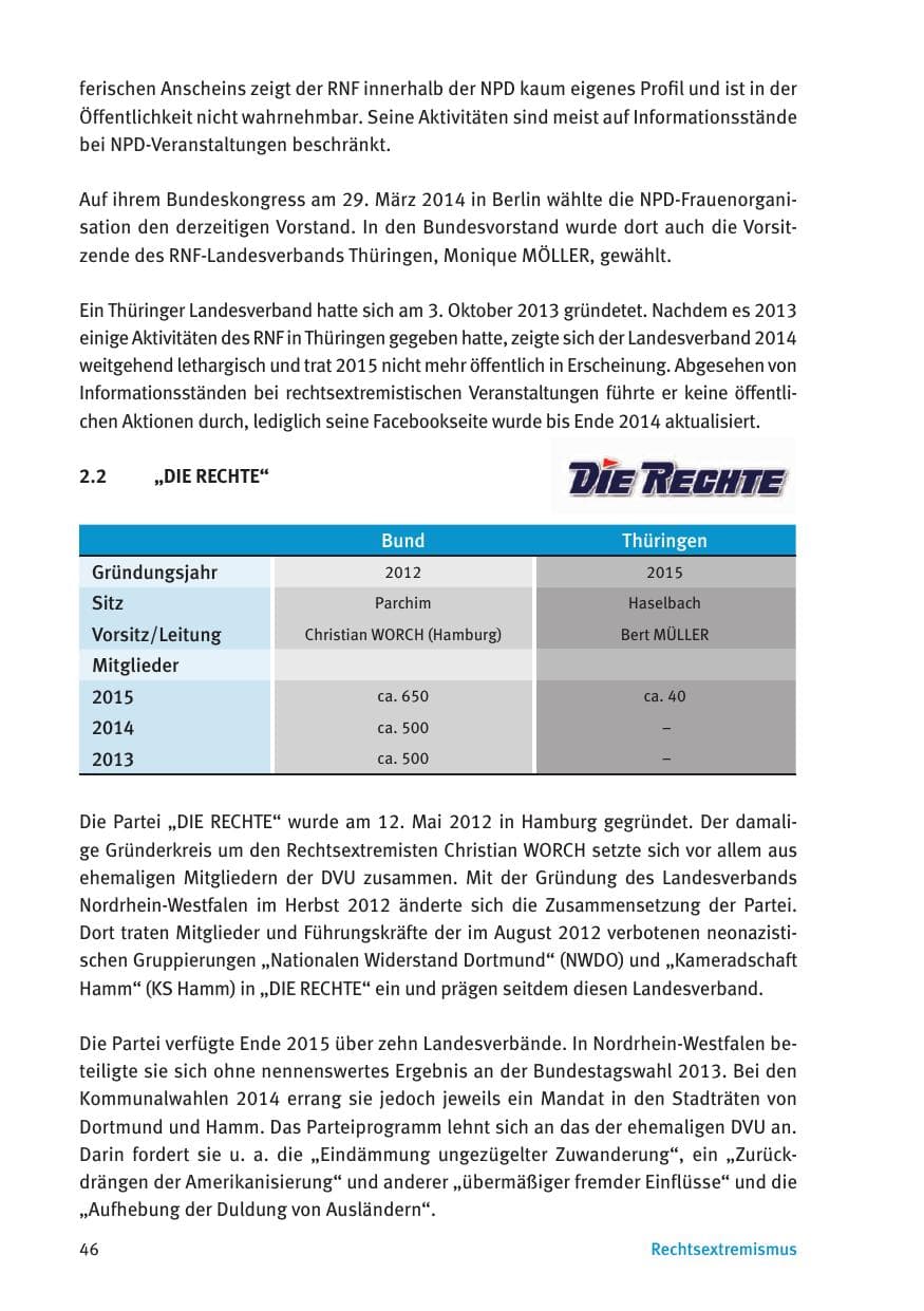 Seite 48 des Verfassungsschutzbericht 2015 Thüringen