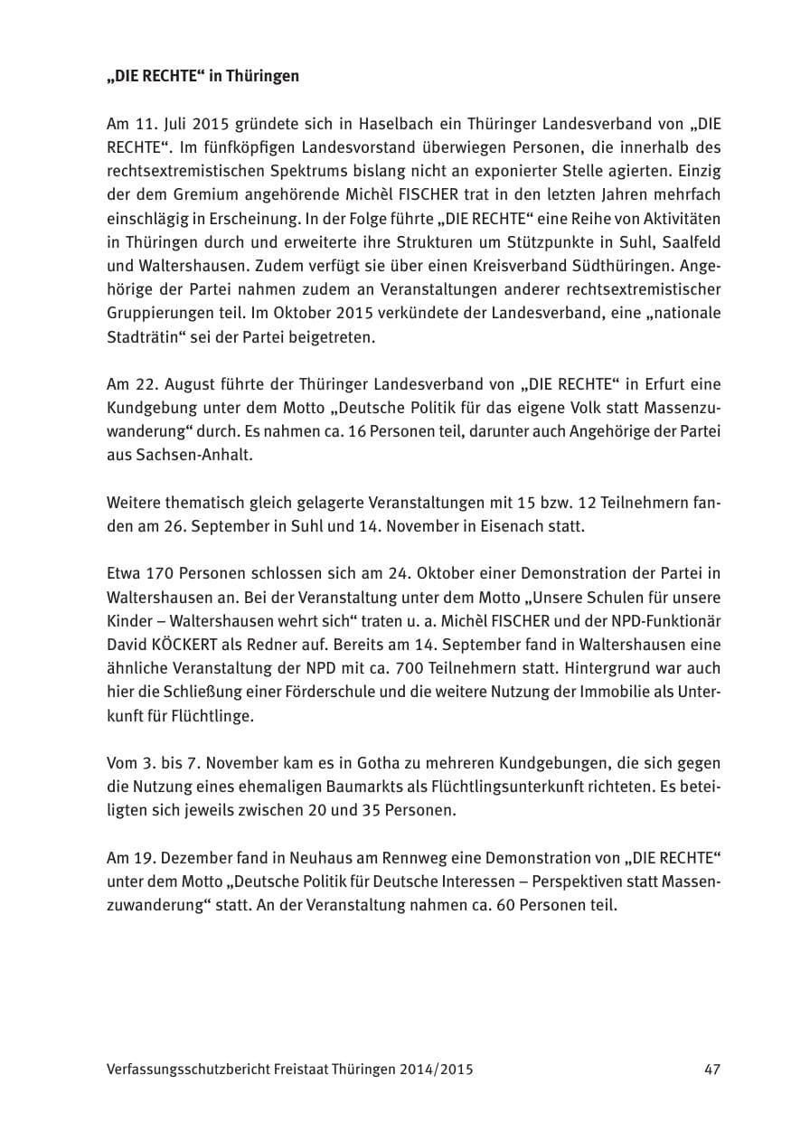 Seite 49 des Verfassungsschutzbericht 2015 Thüringen