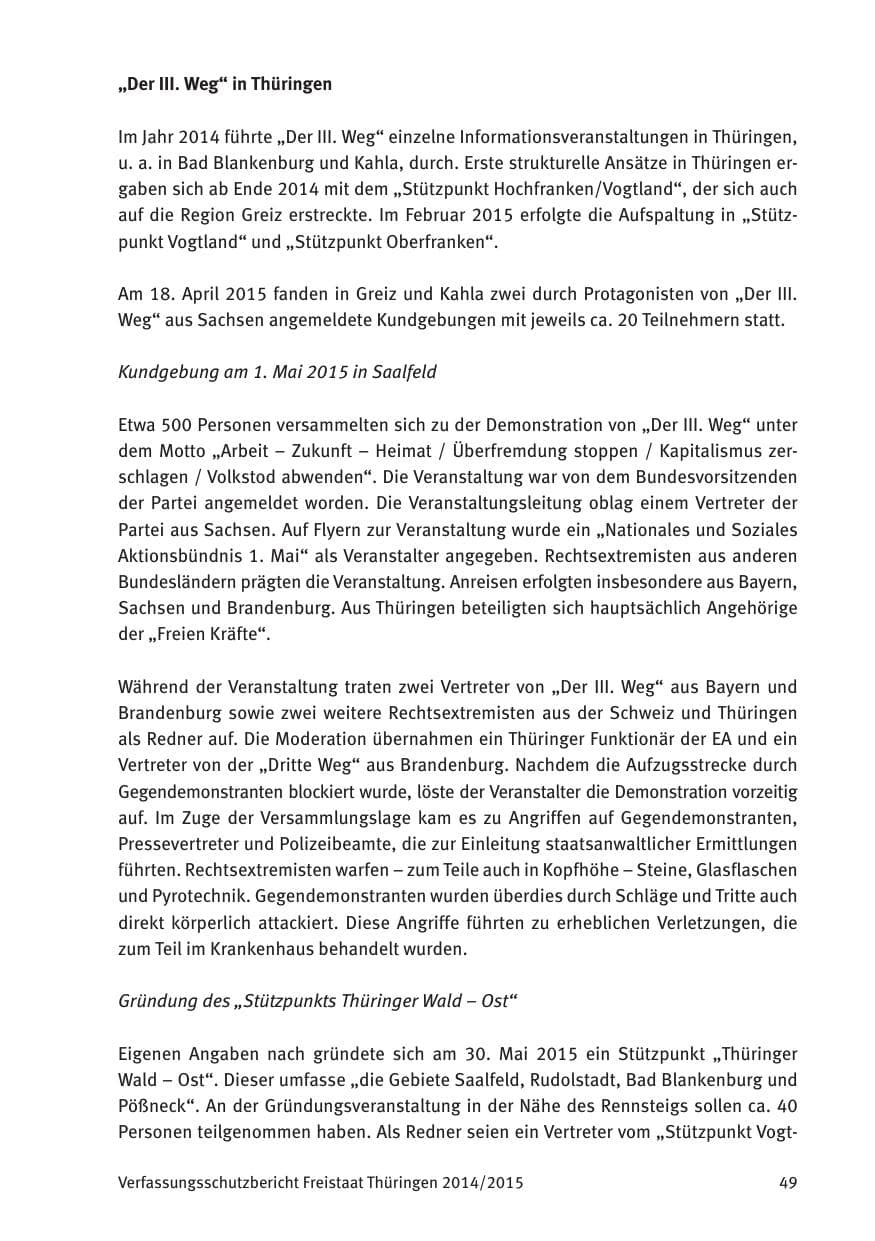 Seite 51 des Verfassungsschutzbericht 2015 Thüringen