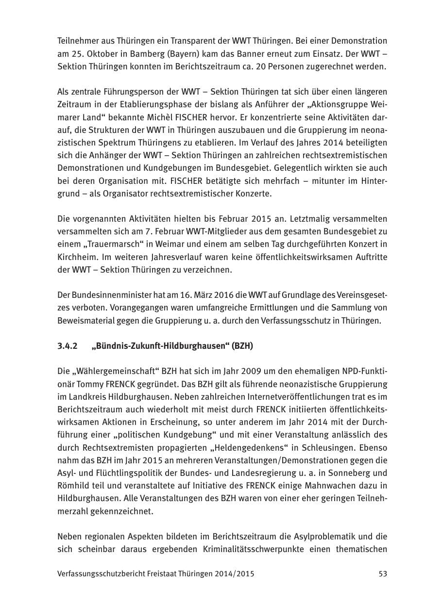 Seite 55 des Verfassungsschutzbericht 2015 Thüringen