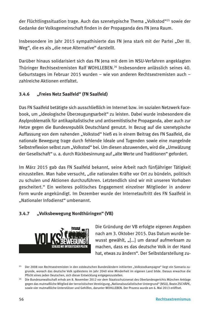 Seite 58 des Verfassungsschutzbericht 2015 Thüringen