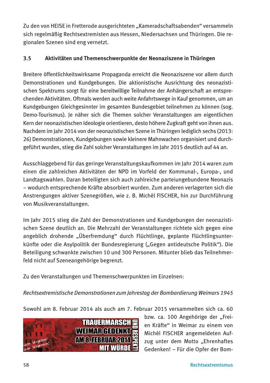 Seite 60 des Verfassungsschutzbericht 2015 Thüringen