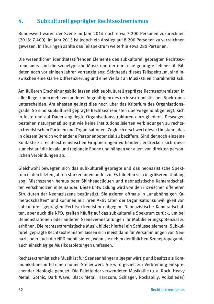 Seite 64 des Verfassungsschutzbericht 2015 Thüringen