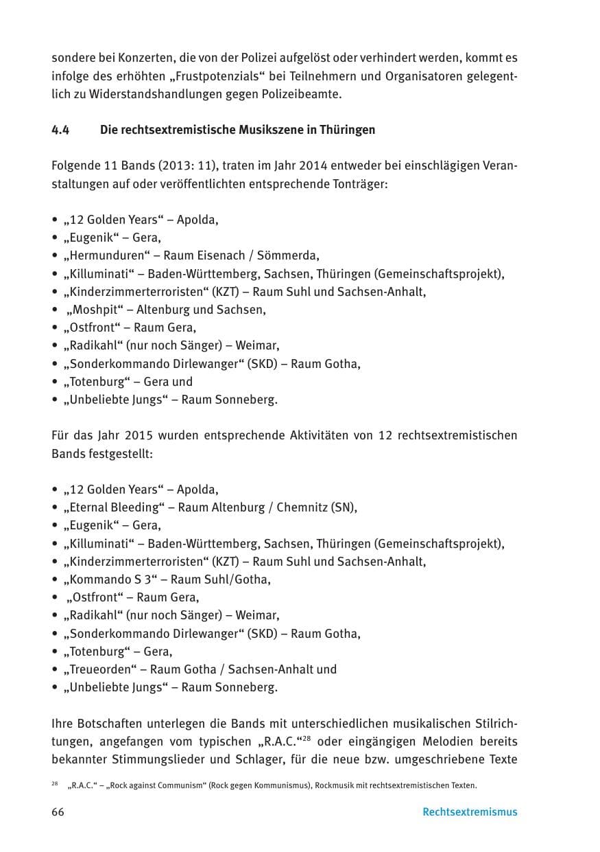 Seite 68 des Verfassungsschutzbericht 2015 Thüringen