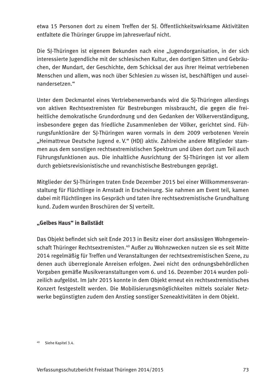 Seite 75 des Verfassungsschutzbericht 2015 Thüringen