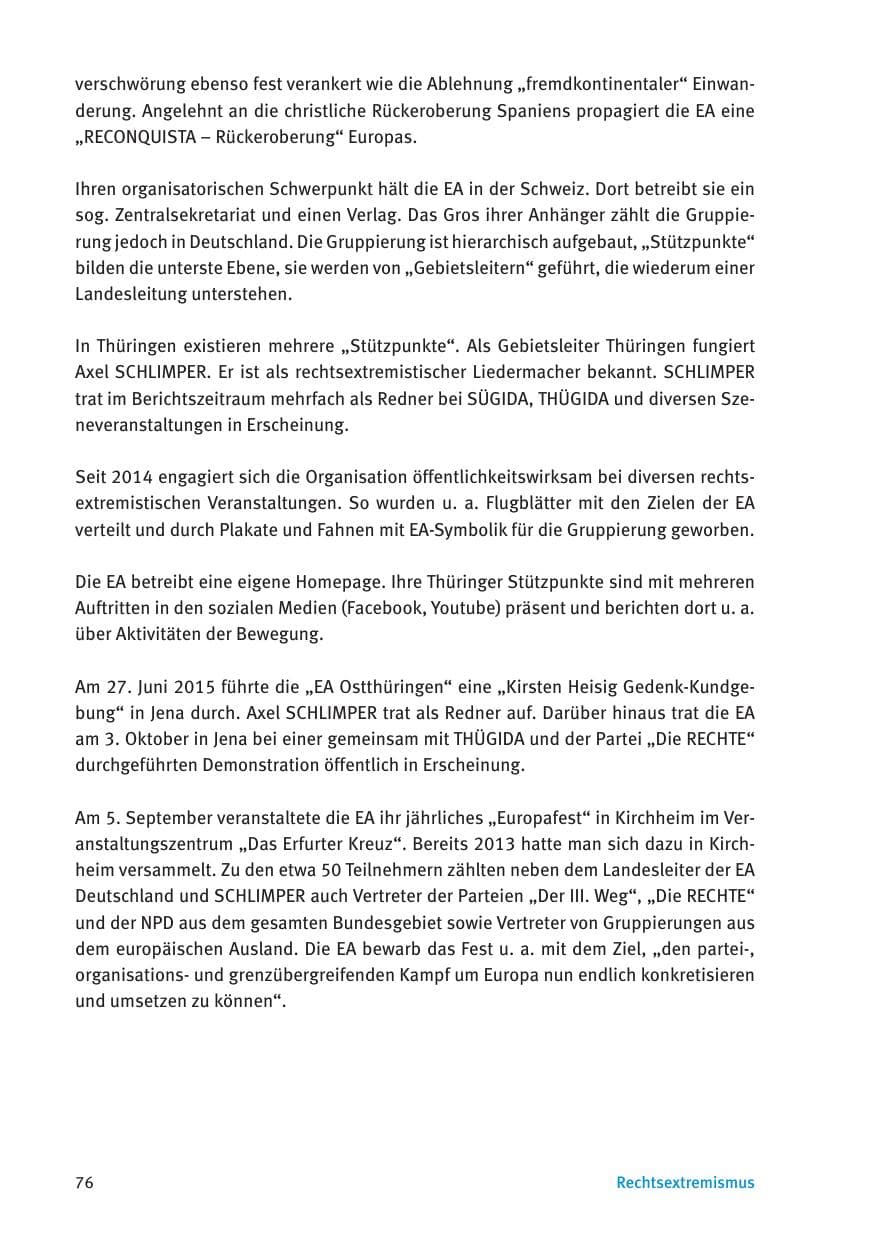 Seite 78 des Verfassungsschutzbericht 2015 Thüringen