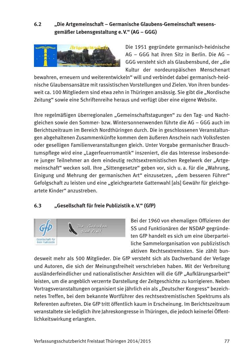 Seite 79 des Verfassungsschutzbericht 2015 Thüringen