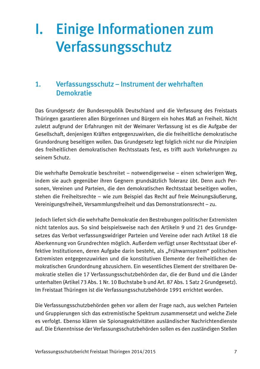 Seite 9 des Verfassungsschutzbericht 2015 Thüringen