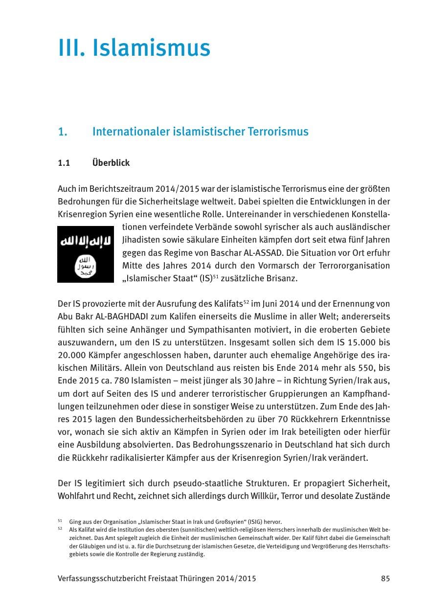 Seite 87 des Verfassungsschutzbericht 2015 Thüringen