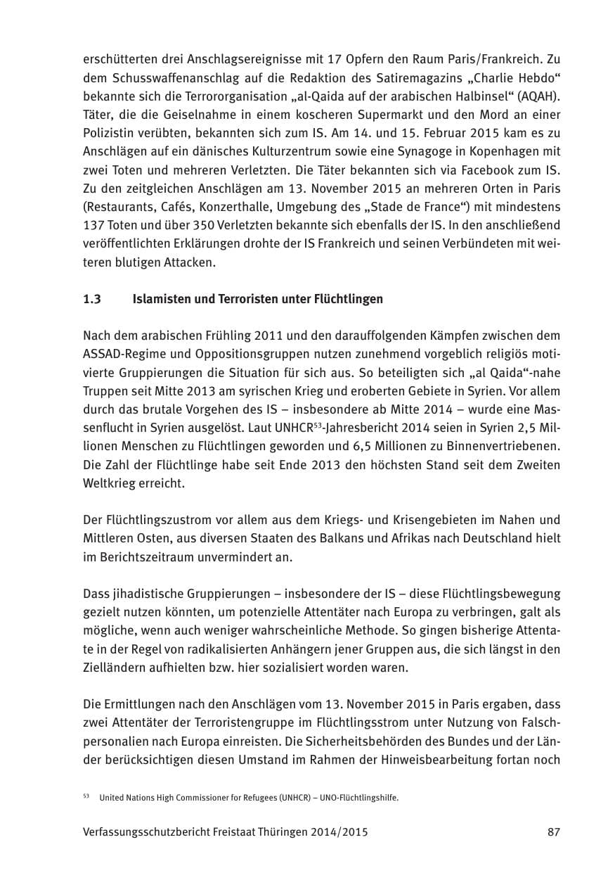 Seite 89 des Verfassungsschutzbericht 2015 Thüringen