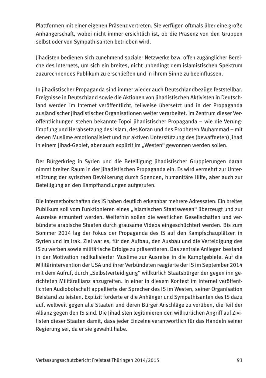 Seite 95 des Verfassungsschutzbericht 2015 Thüringen