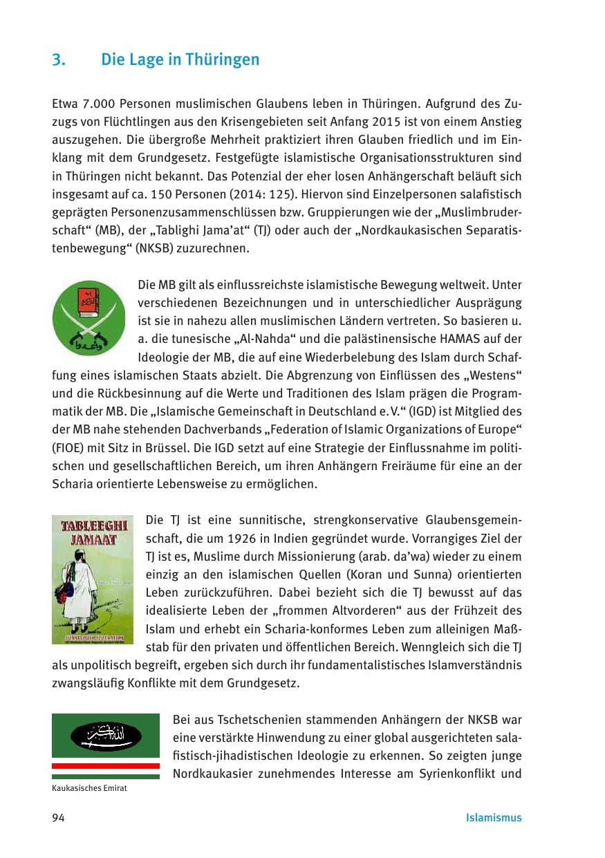 Seite 96 des Verfassungsschutzbericht 2015 Thüringen