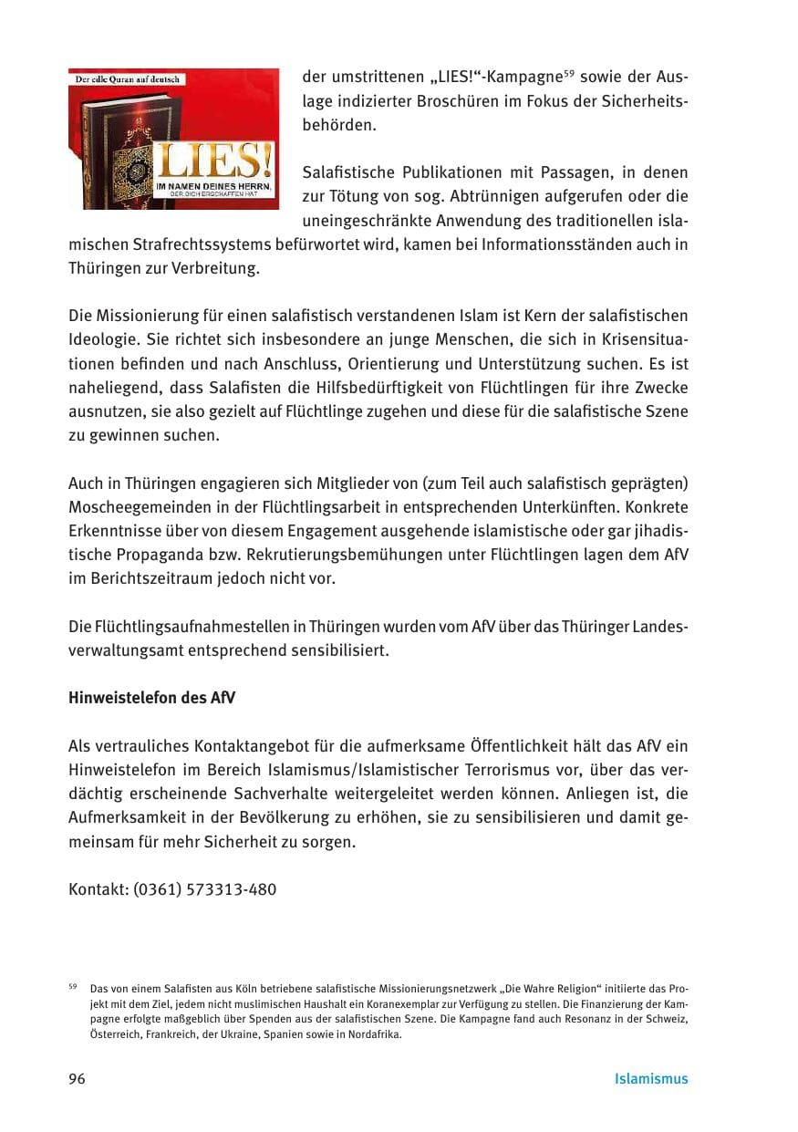 Seite 98 des Verfassungsschutzbericht 2015 Thüringen
