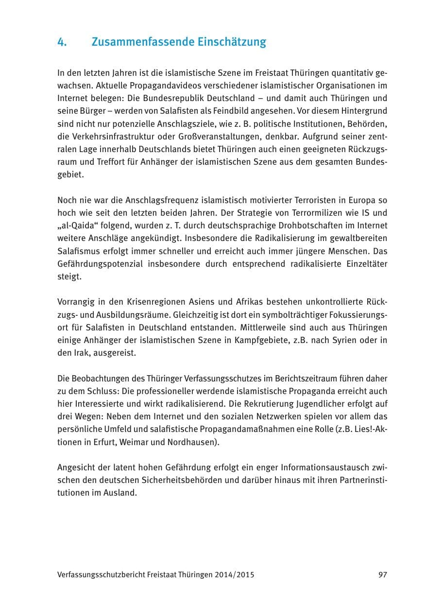 Seite 99 des Verfassungsschutzbericht 2015 Thüringen