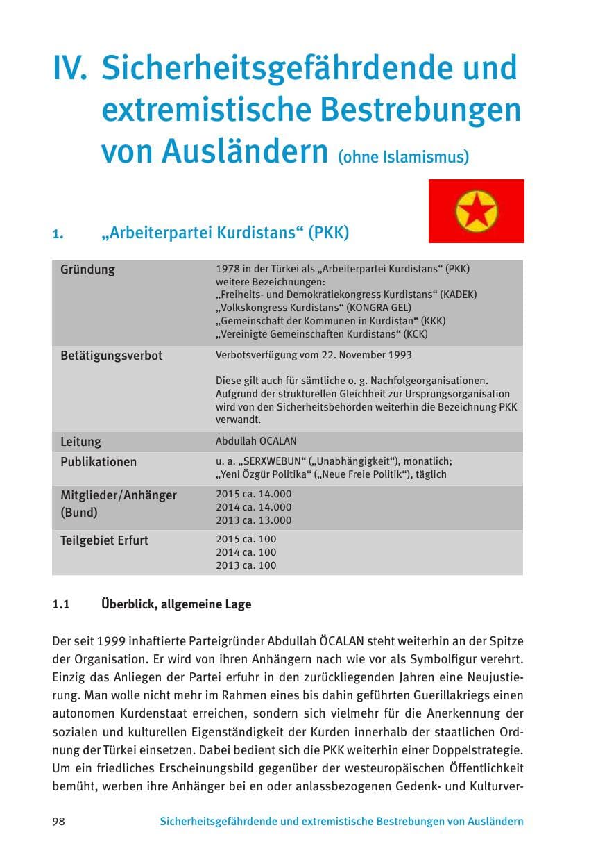 Seite 100 des Verfassungsschutzbericht 2015 Thüringen