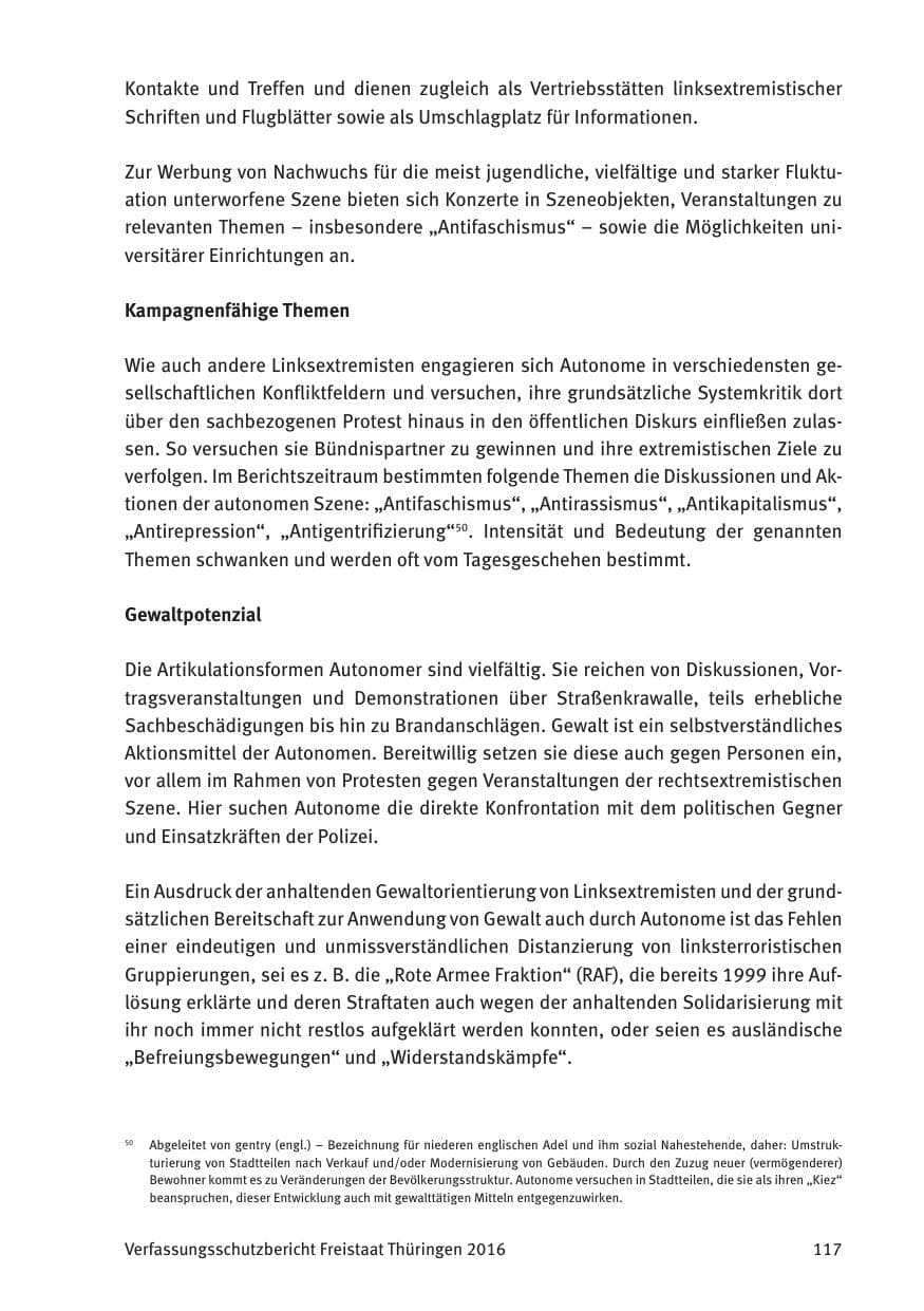 Seite 119 des Verfassungsschutzbericht 2016 Thüringen
