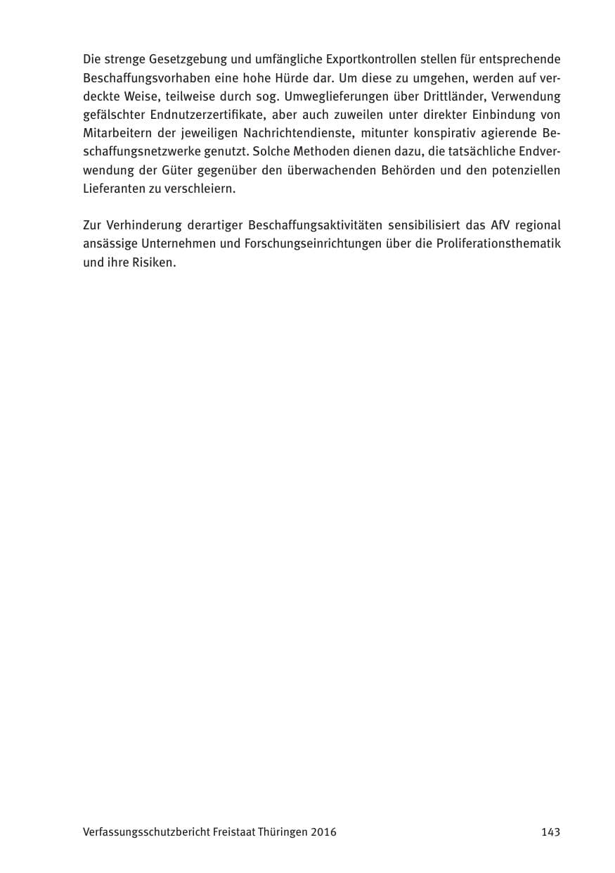 Seite 145 des Verfassungsschutzbericht 2016 Thüringen