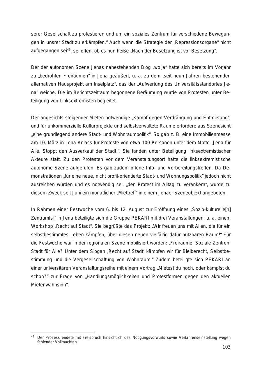 Seite 103 des Verfassungsschutzbericht 2018 Thüringen