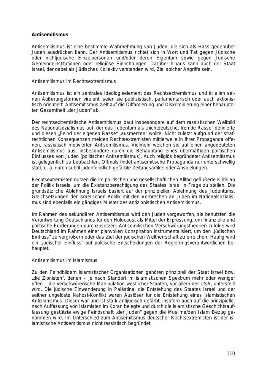 Seite 110 des Verfassungsschutzbericht 2018 Thüringen