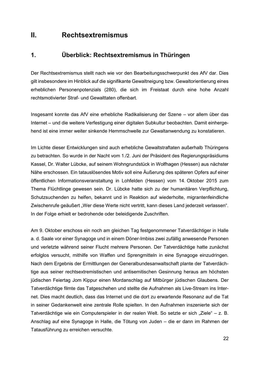 Seite 23 des Verfassungsschutzbericht 2019 Thüringen