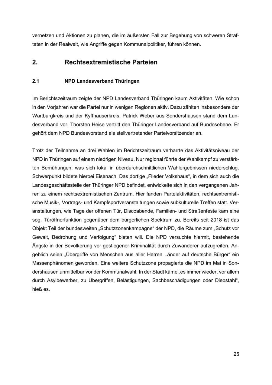 Seite 26 des Verfassungsschutzbericht 2019 Thüringen