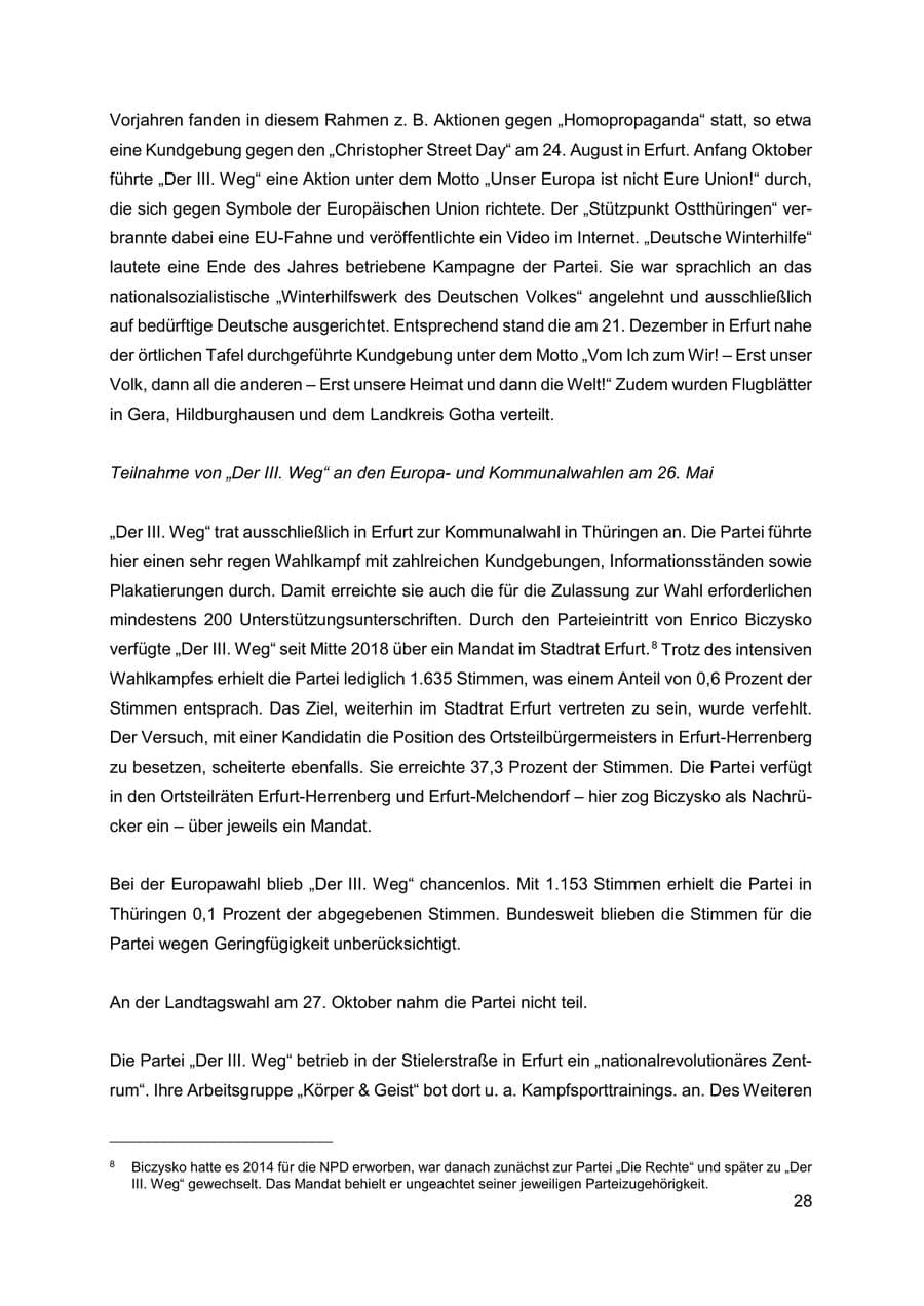 Seite 29 des Verfassungsschutzbericht 2019 Thüringen