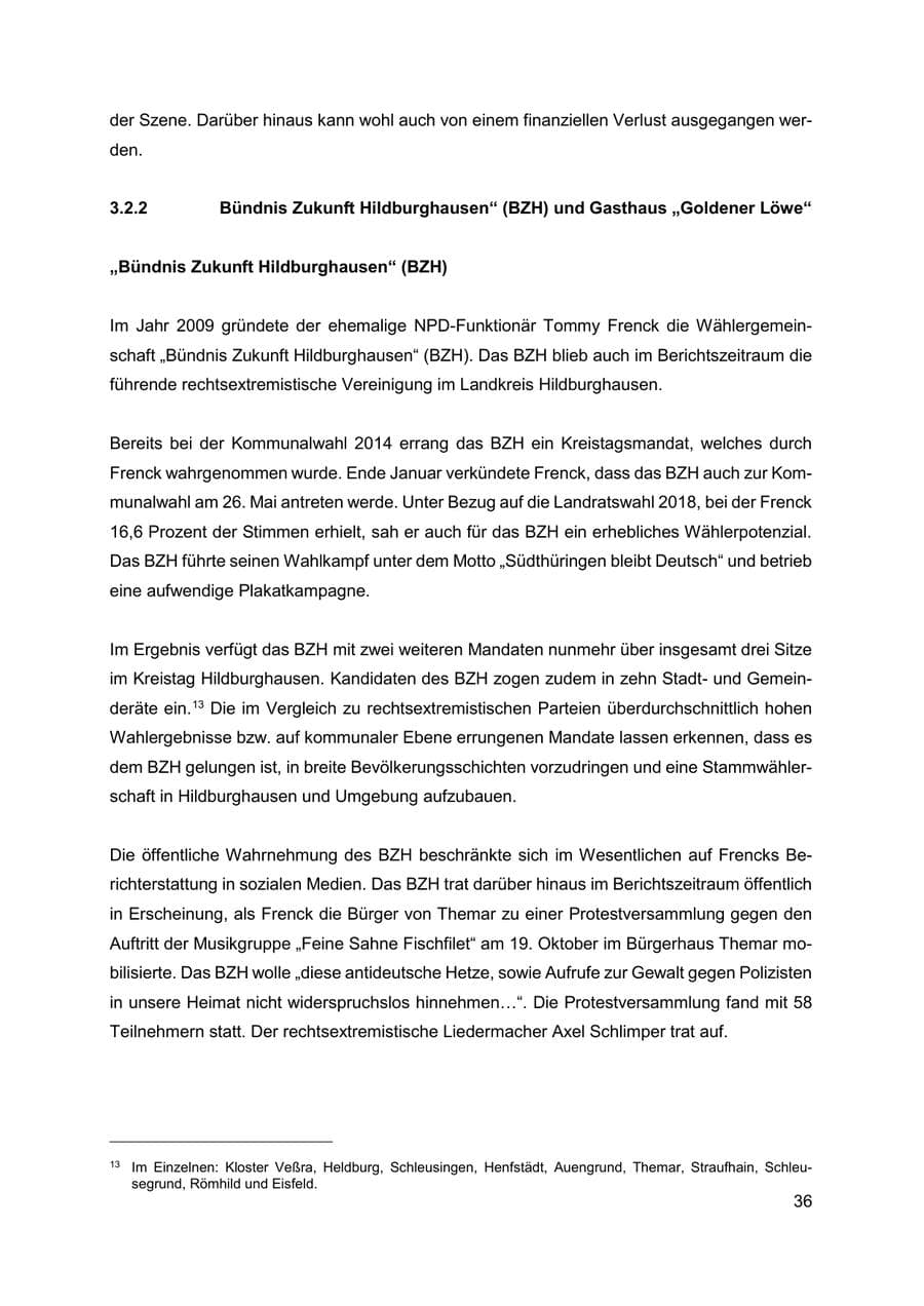 Seite 37 des Verfassungsschutzbericht 2019 Thüringen