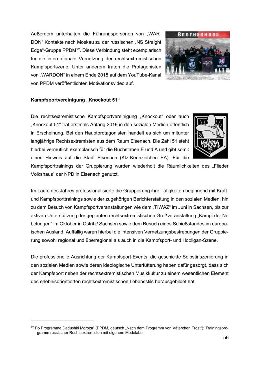 Seite 57 des Verfassungsschutzbericht 2019 Thüringen