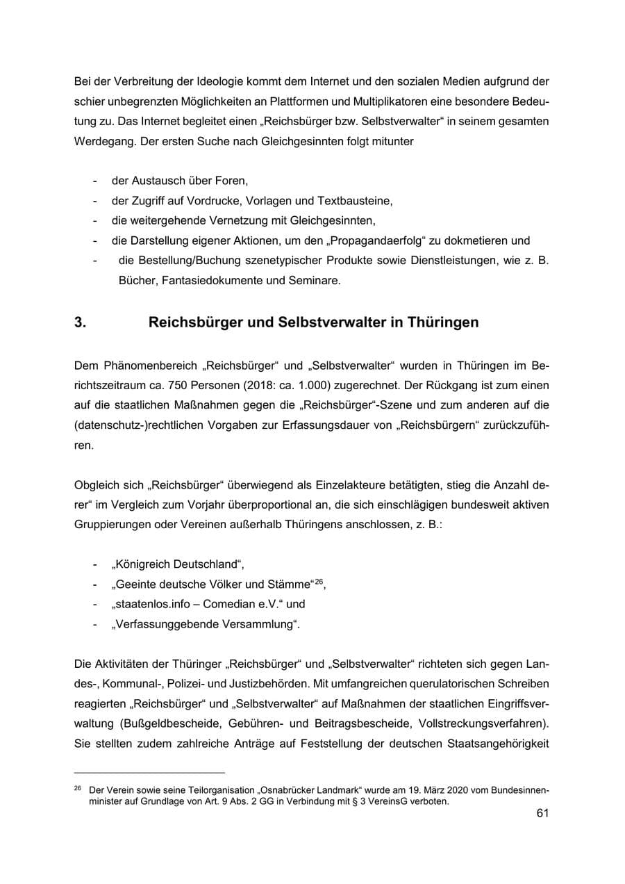 Seite 62 des Verfassungsschutzbericht 2019 Thüringen