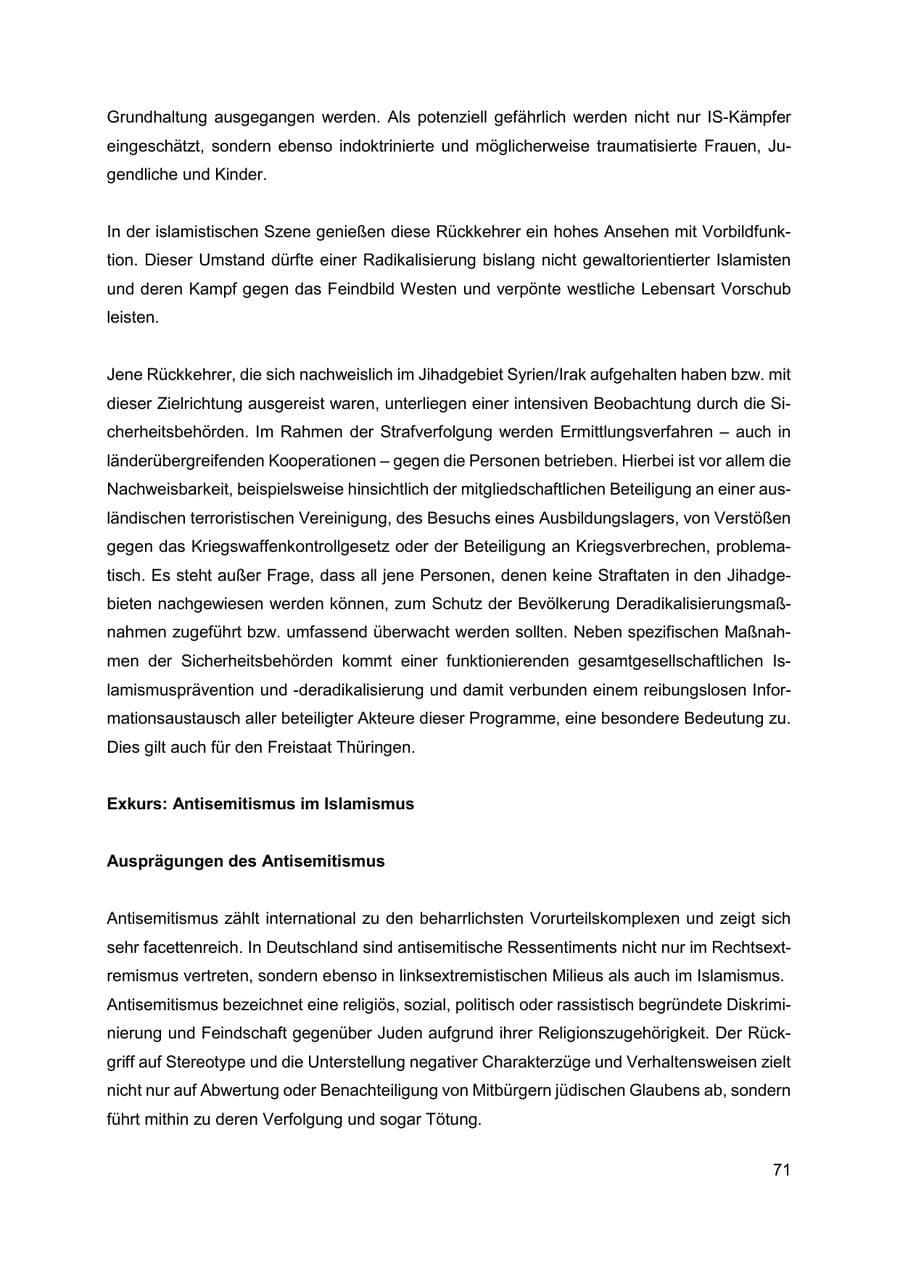 Seite 72 des Verfassungsschutzbericht 2019 Thüringen