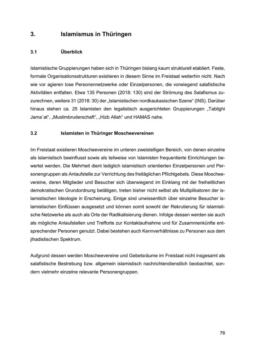 Seite 77 des Verfassungsschutzbericht 2019 Thüringen
