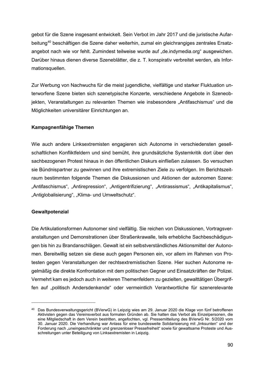 Seite 91 des Verfassungsschutzbericht 2019 Thüringen