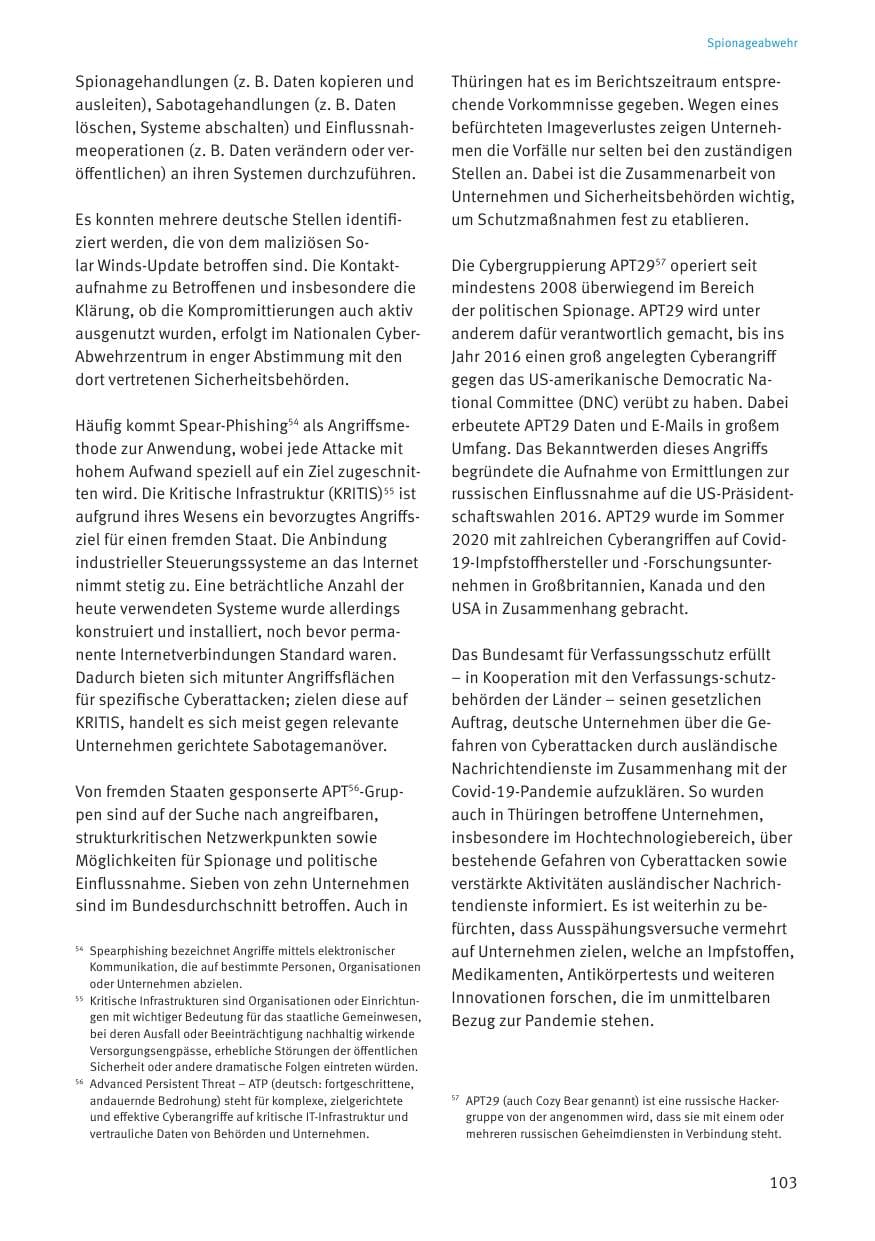 Seite 105 des Verfassungsschutzbericht 2020 Thüringen