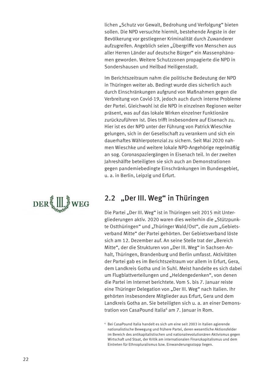 Seite 24 des Verfassungsschutzbericht 2020 Thüringen