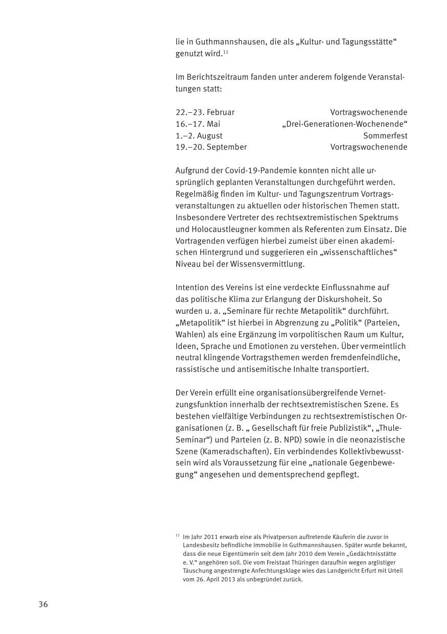 Seite 38 des Verfassungsschutzbericht 2020 Thüringen