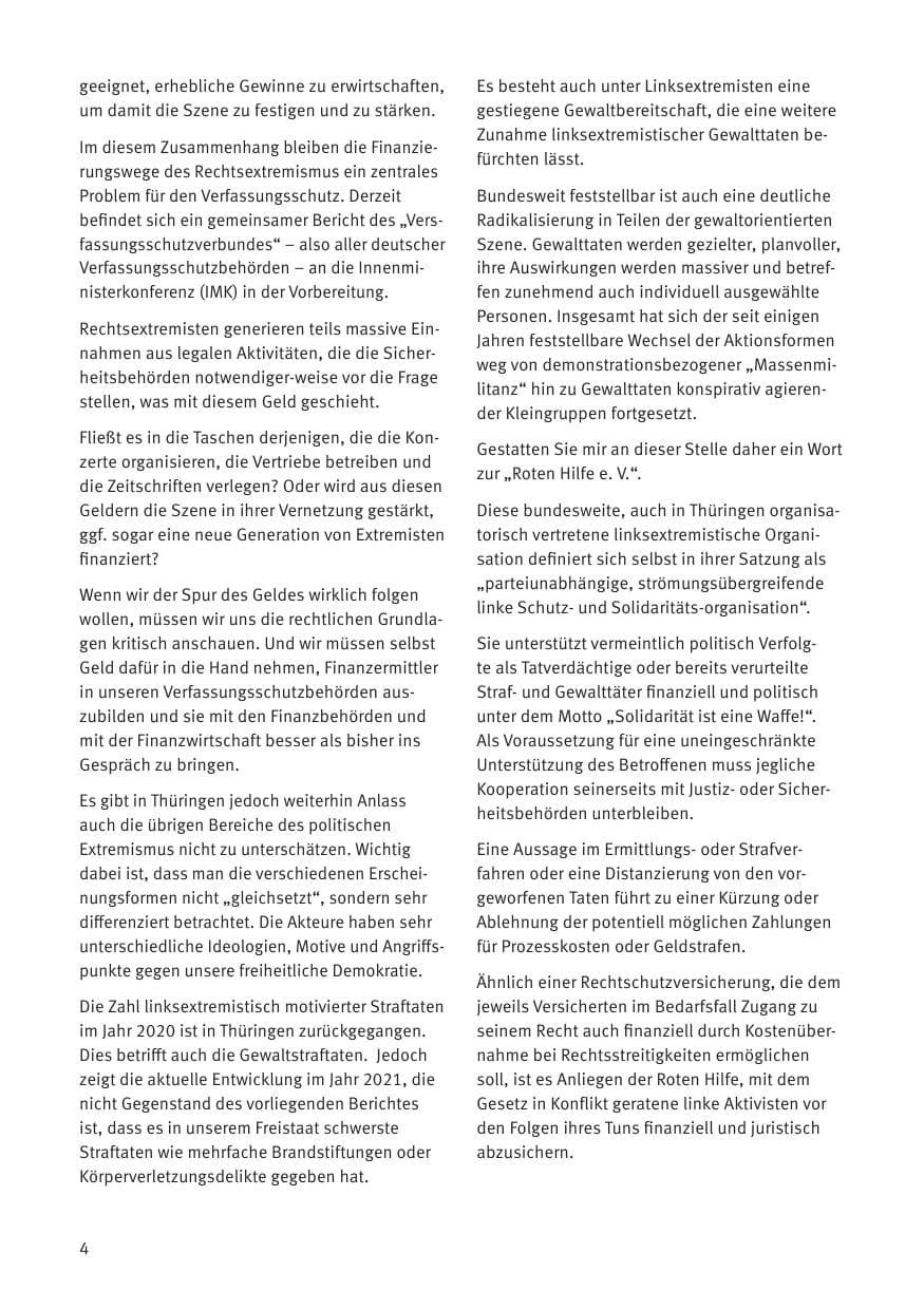 Seite 6 des Verfassungsschutzbericht 2020 Thüringen