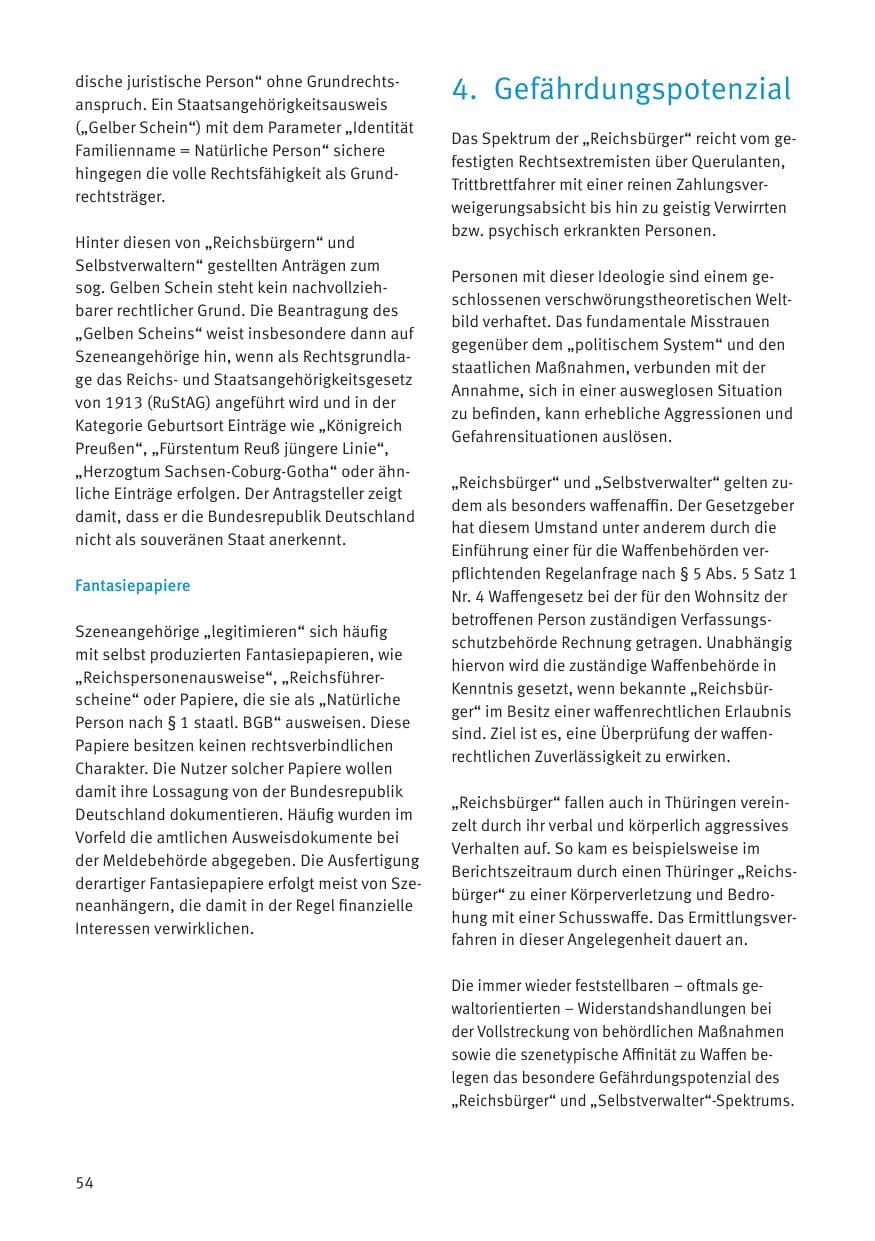 Seite 56 des Verfassungsschutzbericht 2020 Thüringen