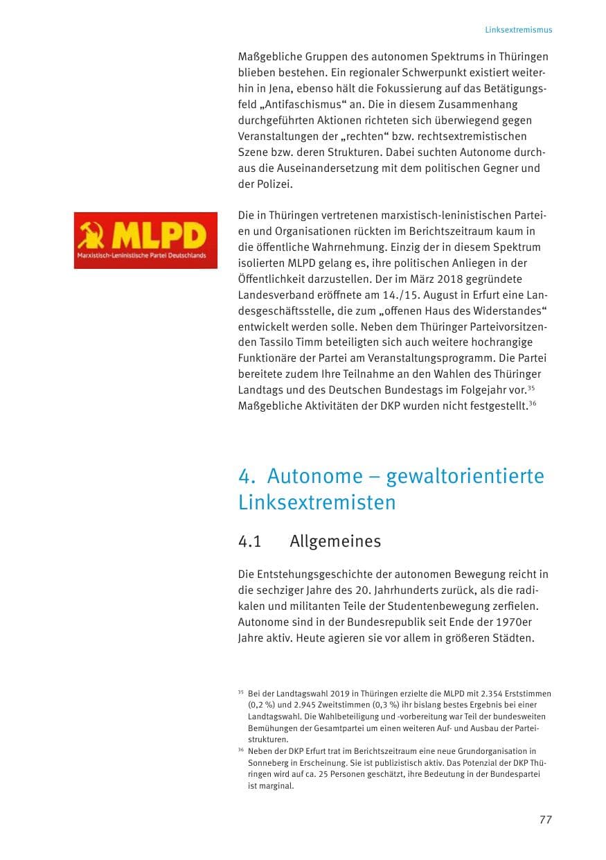 Seite 79 des Verfassungsschutzbericht 2020 Thüringen