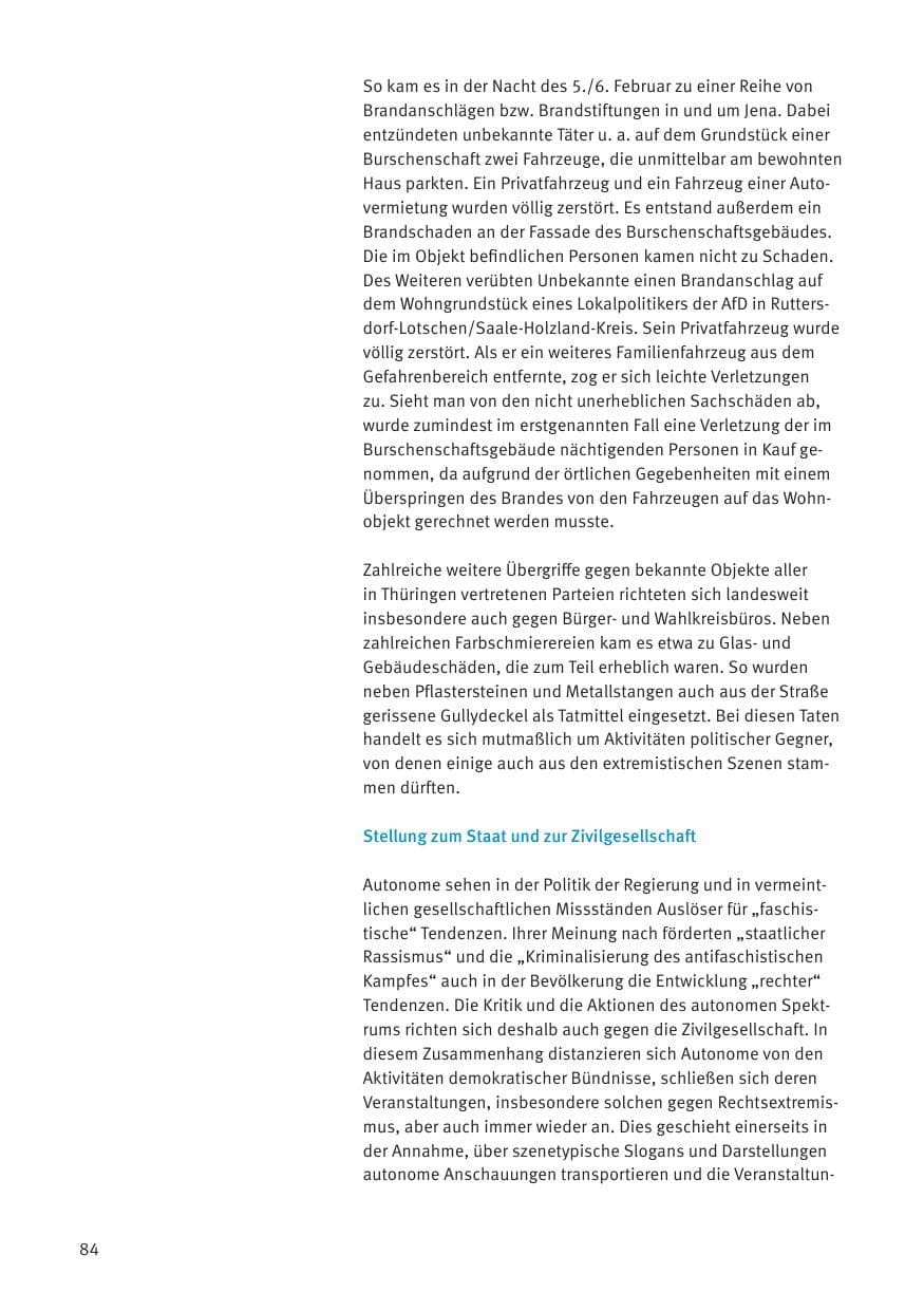 Seite 86 des Verfassungsschutzbericht 2020 Thüringen