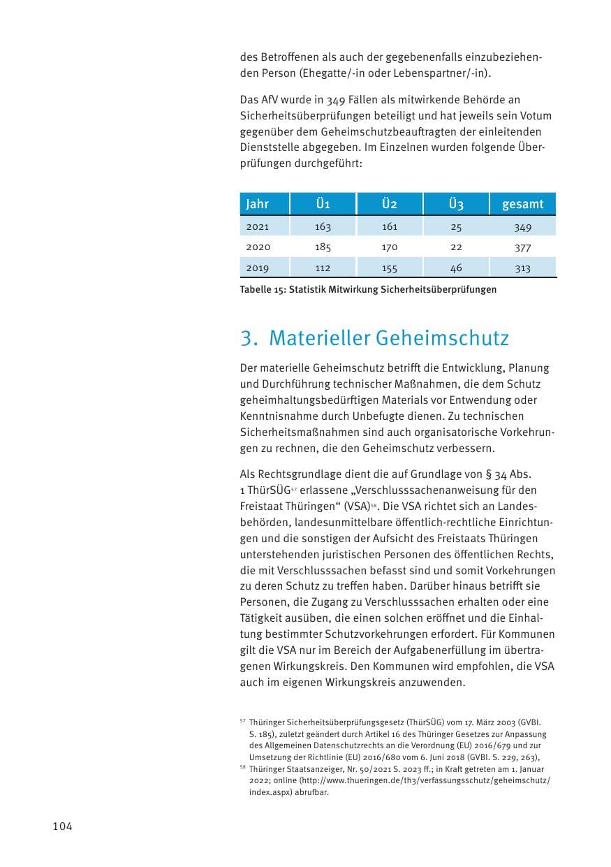 Seite 104 des Verfassungsschutzbericht 2021 Thüringen