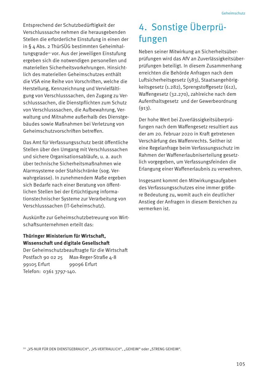 Seite 105 des Verfassungsschutzbericht 2021 Thüringen