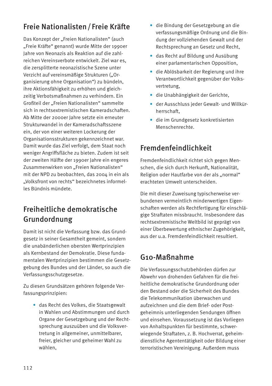 Seite 112 des Verfassungsschutzbericht 2021 Thüringen